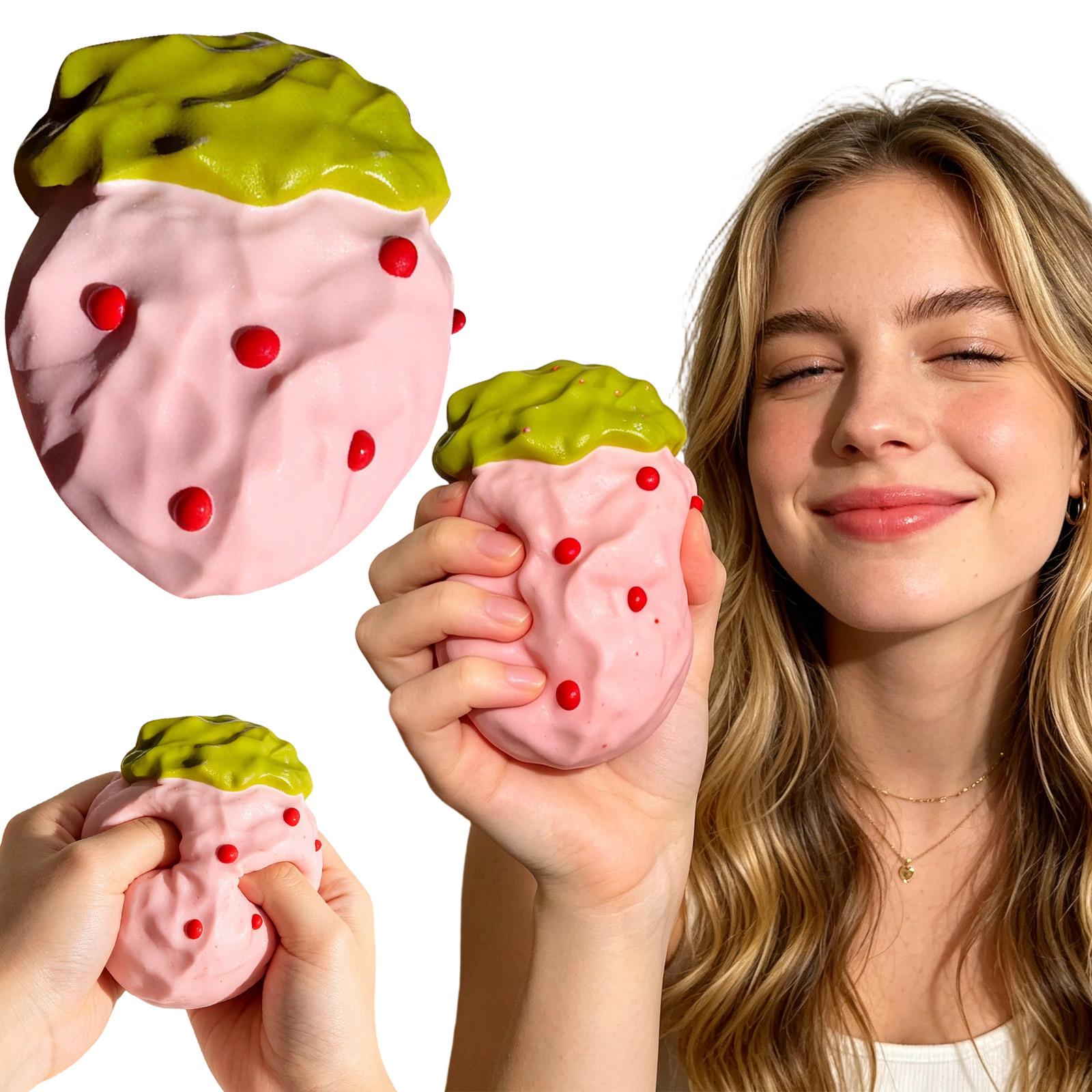 

Strawberry Slow Rebound Squeeze Toy 12cm Soft Polyurethane Material Stress Relief Handheld Toy for Office Home School Use one size белый