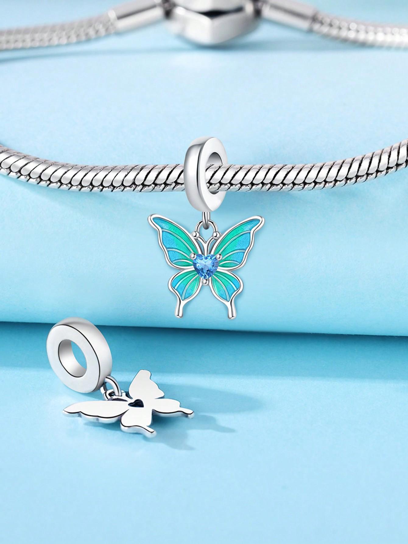 

Charms Plata Copper Colors Blue Butterfly Dragonfly Beads Charm Pendant For Original Bracelet For Women Diy Jewelry Love Gift