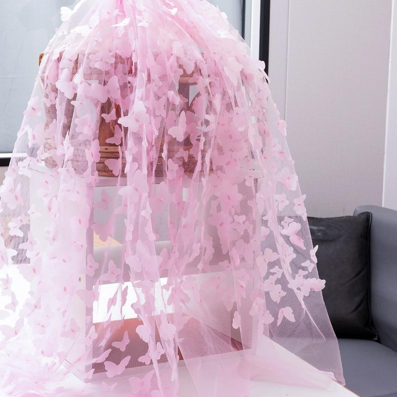 1/3/5 Yards Tulle Embroidery Butterfly Organza Fabric for Wedding Birthday Party Dress Fabric DIY Background Decoration
