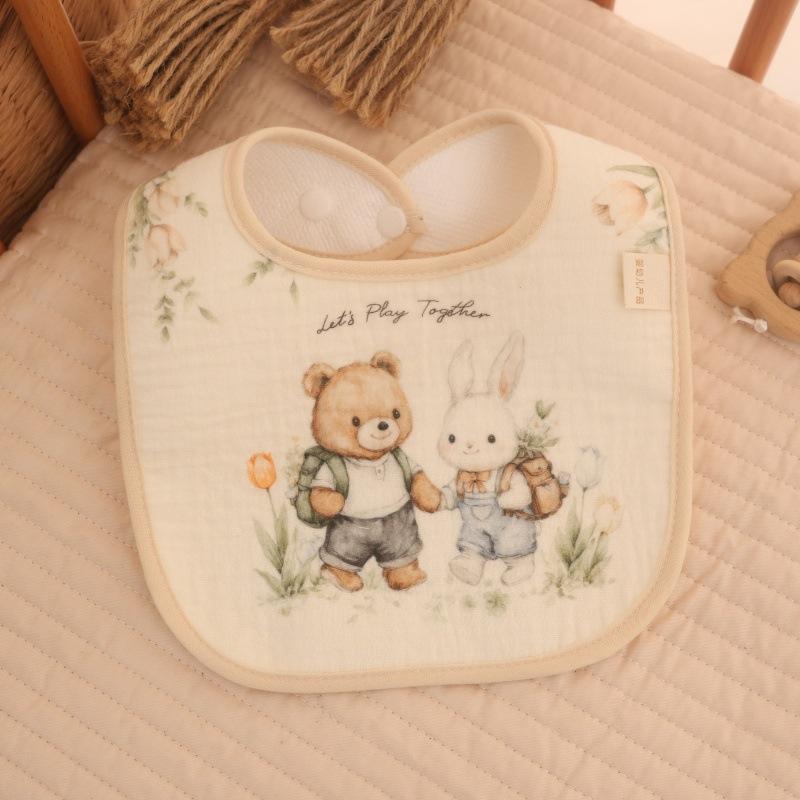 New Gauze U-shaped Baby Bibs Cute 6 Layers Cotton Saliva Towel Newborn Burp Cloths Bandana Scarf for Boy Girl Feeding Drool Bib