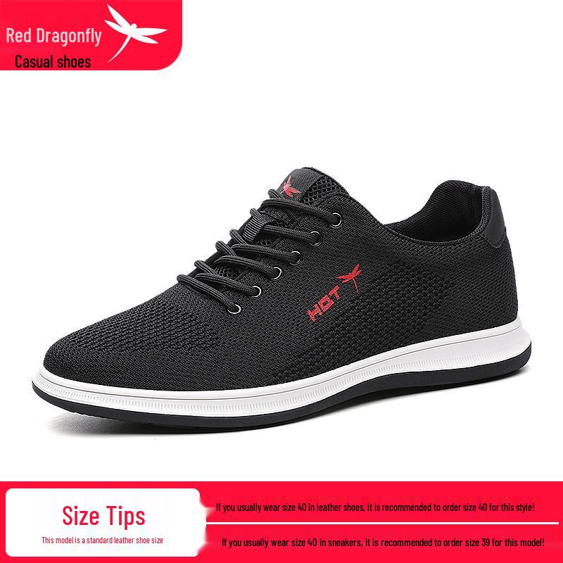 Red Dragonfly Men s Breathable Flyknit Mesh Summer Running Shoes, Non-slip Casual Versatile Sneakers 38