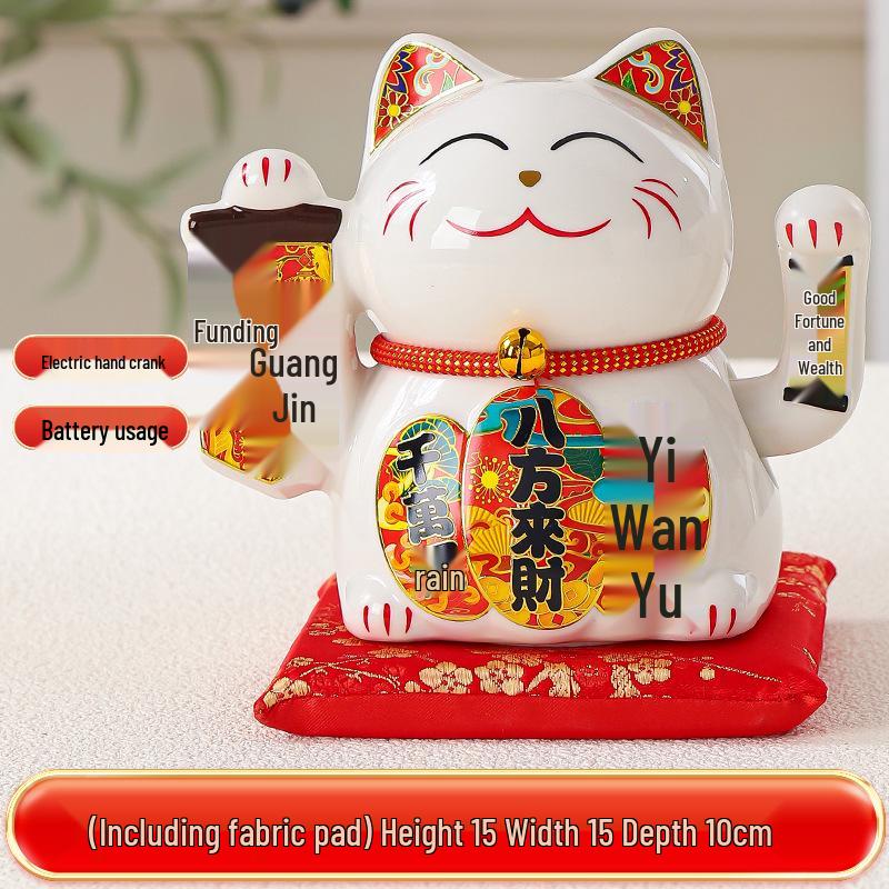 Large Waving Hand Lucky Cat Ornament - Cashier Desk Home Decor Gift