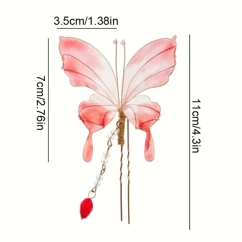 1 szt. Elegancka spinka do włosów w kształcie motyla w stylu Hanfu, retro, płynący dodatek do włosów, starożytna wróżka, retro spinka do włosów, antyczna