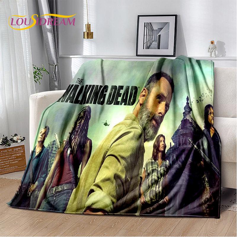 The Walking Dead Korku Yumuşak Peluş Battaniye, Flanel Battaniye Atmak Battaniye Oturma Odası Yatak Odası Yatak Kanepe Piknik Örtüsü Bettdecke