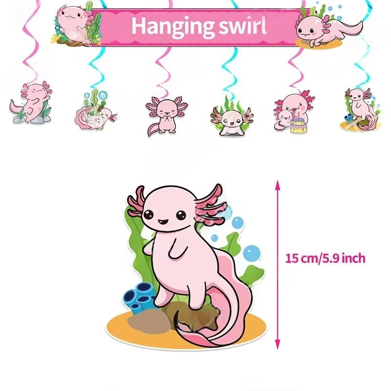 Pink Salamander Birthday Party Decoration Set Banner Cake Topper Balloons For Kids Party Birthday Favors Baby Shower Photo Booth
