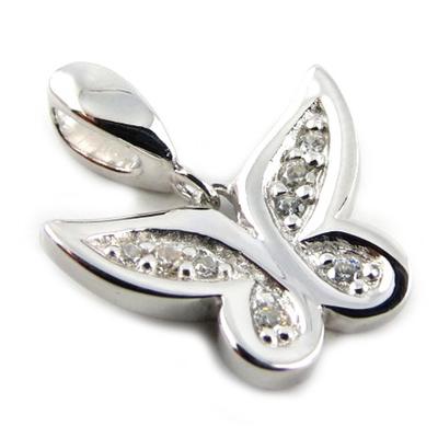 [L0880] - White 'Butterfly' Silver Pendant