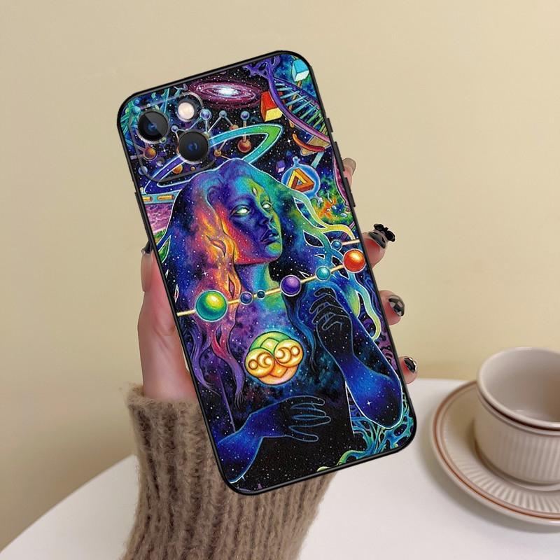 Spiritual Trippy Psychodelic Phone Case For iPhone 16 Pro Max 14 13 12 11 15 Pro Max mini XR 15 16 Plus 16e Cover Funda