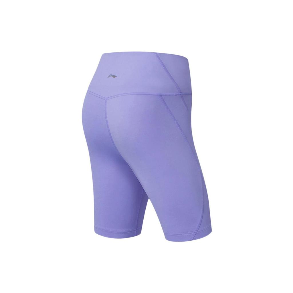 Li Ning SS22 Solid Color Fitness Series Tight Shaping Fitness Shorts Women Shorts Purple AUSS004-7