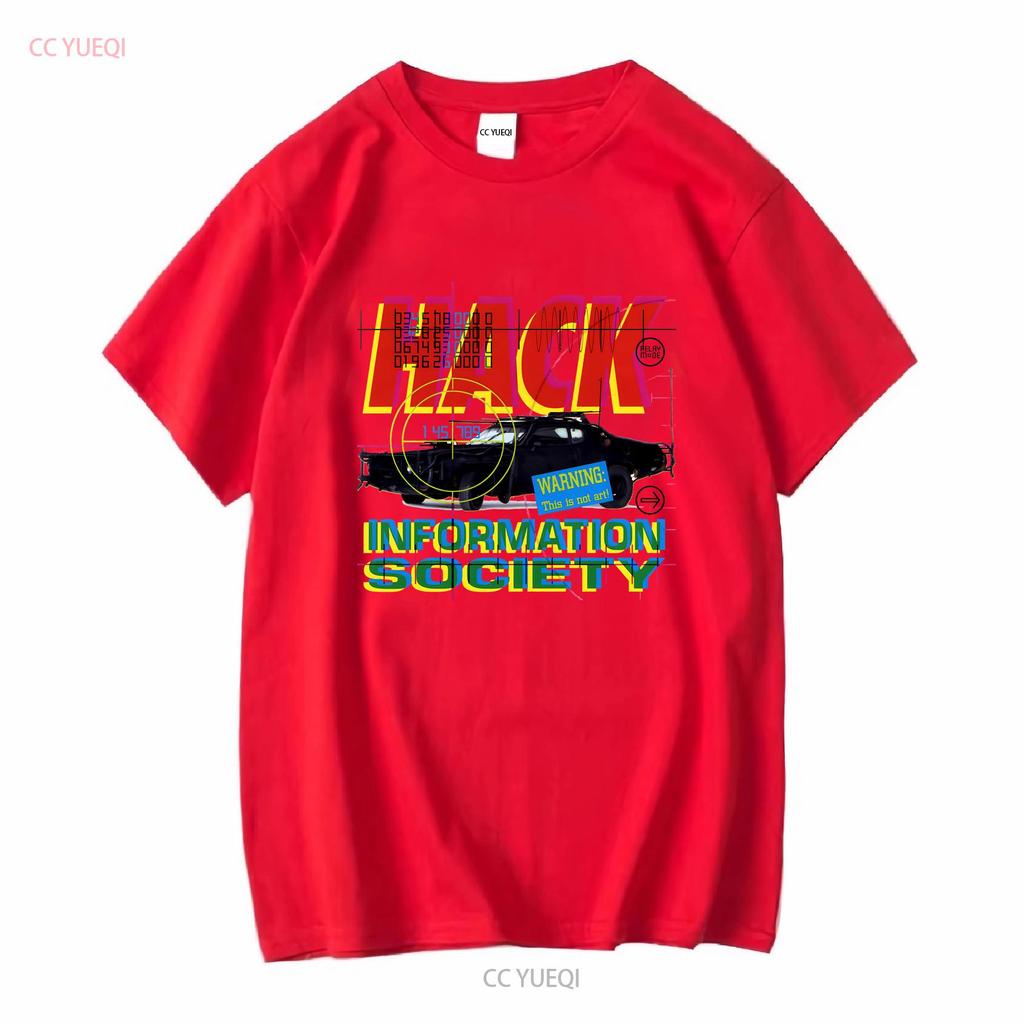 INFORMATION SOCIETY HACK NEW WHITE T SHIRT long or short sleeves vintage Washed Comfortable graphic Top For Everyday Wear Soft