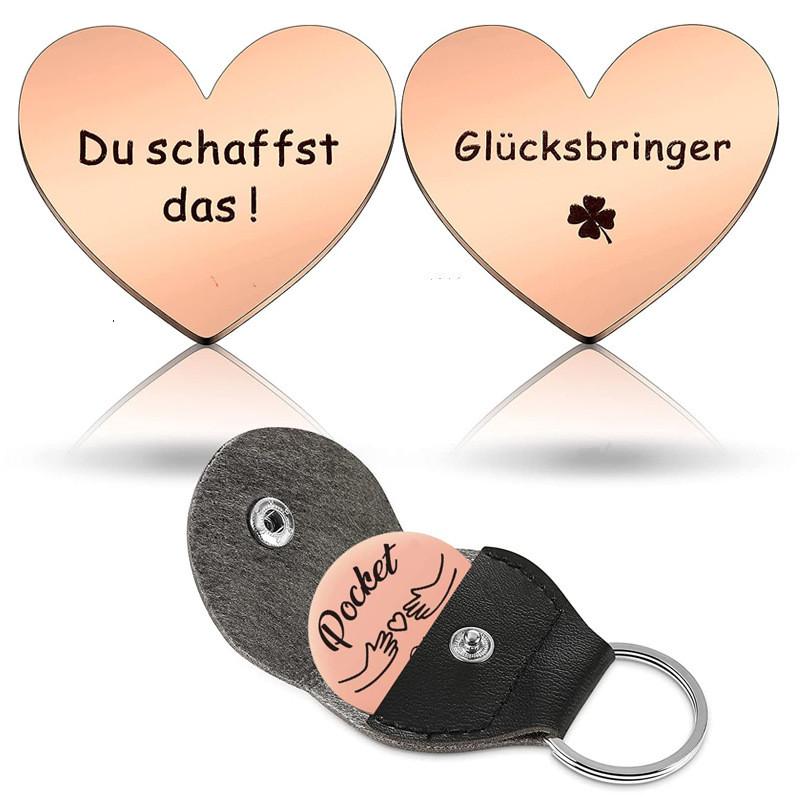 Stylish Pu Leather Keychain With Inspirational Message Unique Stainless Steel Pocket Token For Special Occasions