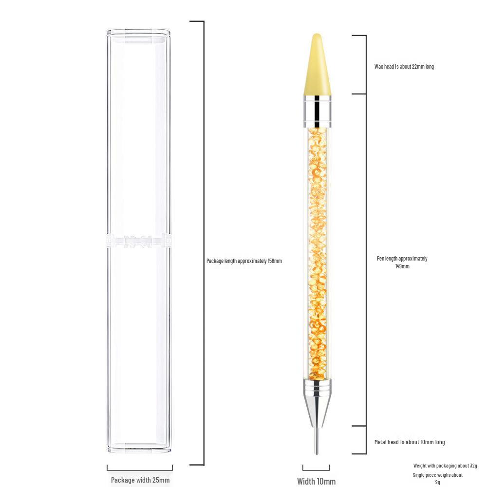 Double-ended Nail Art Rhinestone & Dotting Pen: Acrylic Wax, Adhesive, Drill Suction Pen for Nail Art.