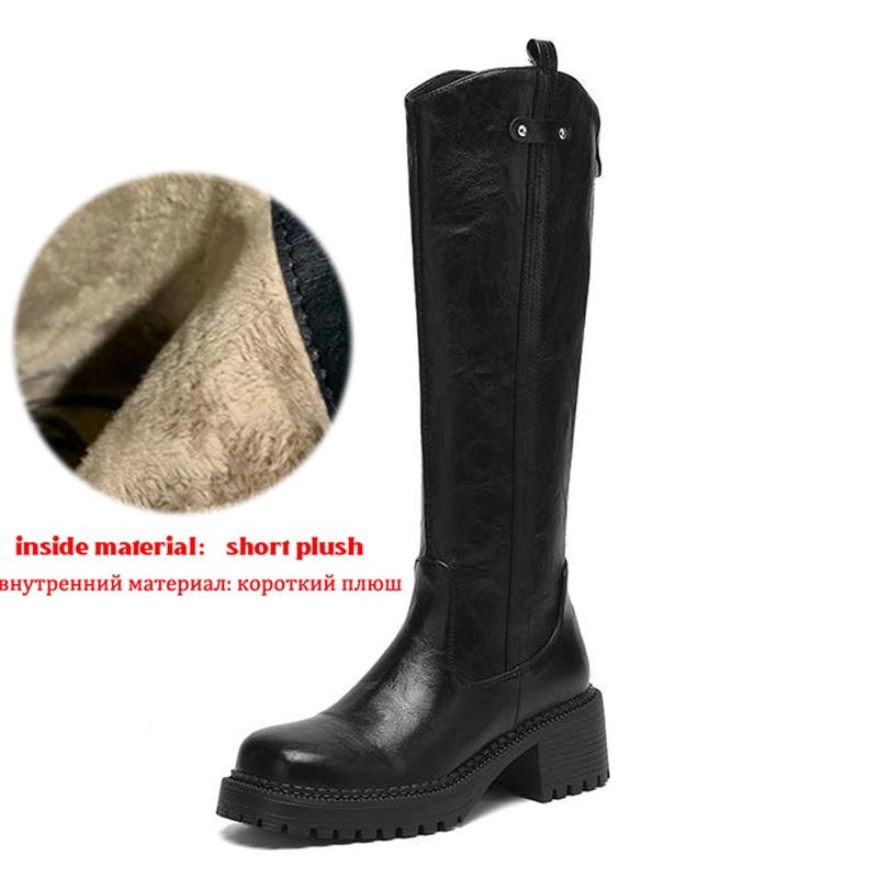Krazing Pot Microfiber Winter Round Toe Modern Platform Size 33 Knee Boots Size 43 Thick Bottom Women Fashion Thigh High Boots
