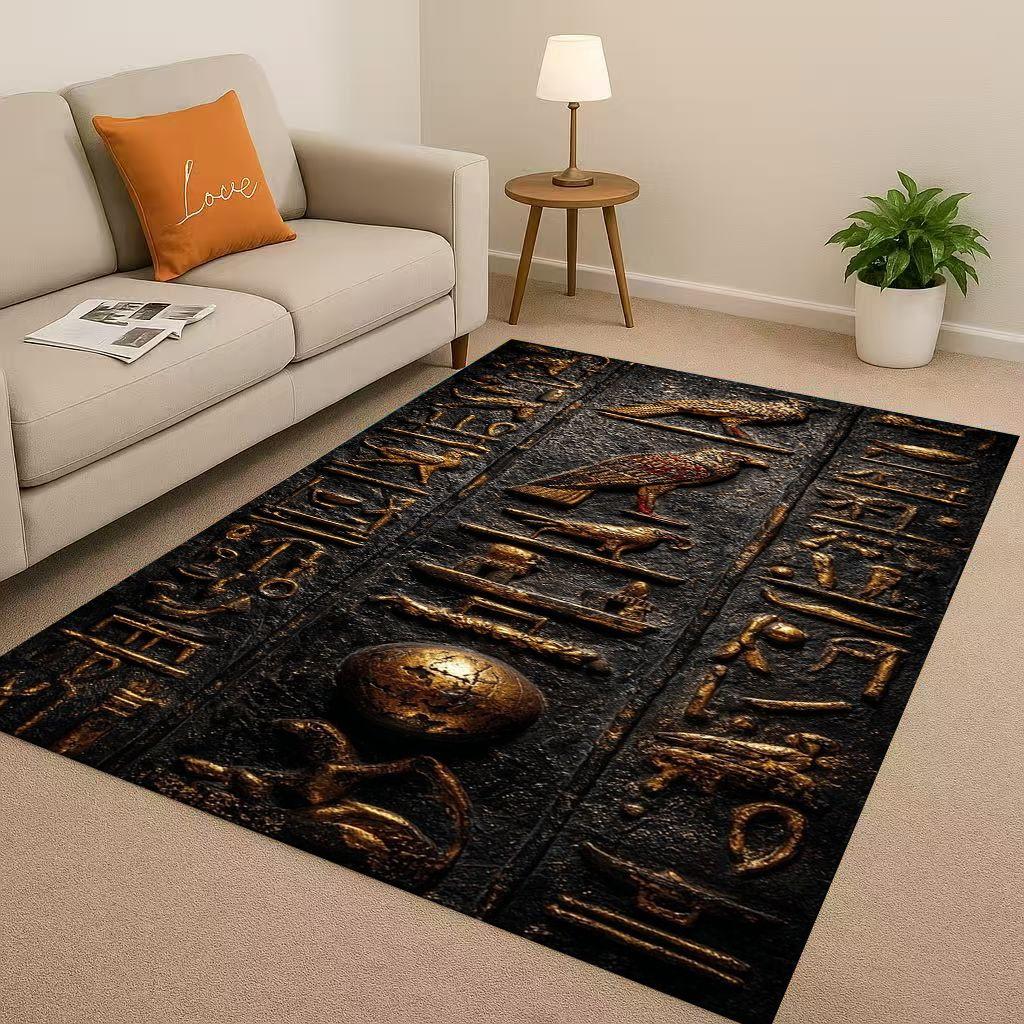 Retro Ancient Egypt Pictographic Eye of Horus Living Room Non-Slip Area Rug Carpet for Bedroom Sofa ,Easy Clean Home Doormat