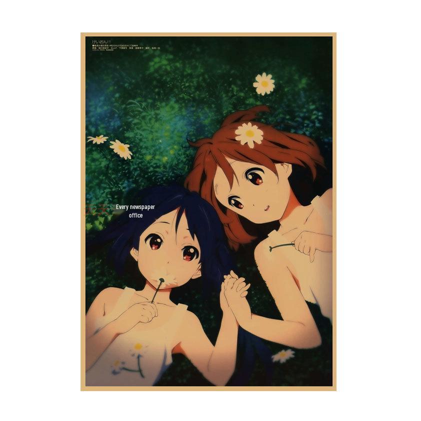 K-ON! Kraft Paper Anime Poster for Dorm, Bar, or Cafe Wall Décor.