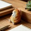 Hand-Carved Wood Ornaments Fishing Cat Sculpture Miniature Solid Wood Desktop Decor Eco-Friendly Painted Cat Figurine for Home Office Gift