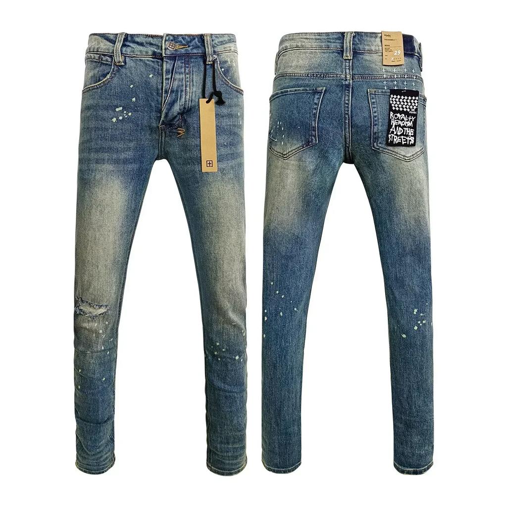 STREETRICH Nejvyšší kvalita Džíny Muži Ženy Móda Křížový Trend Retro Trend Malování Nízký Pas Strečové Skinny Roztrhané Ošoupané Kalhoty