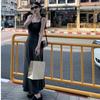 Grey Suspender Skirt Spice Girl Long Dress Slim Dress Women's Summer Temperament Waist Slim Hip Skirt Vest Skirt