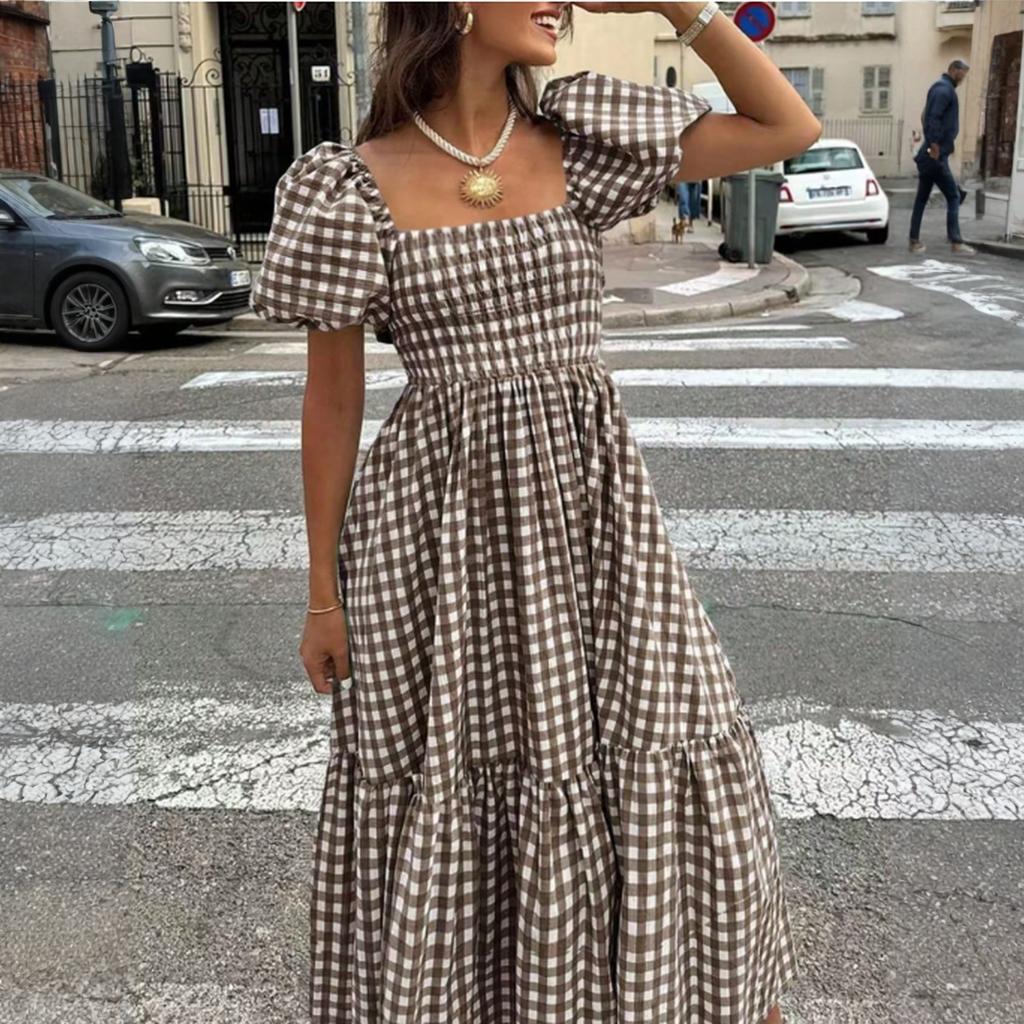 Women's Casual Fashion Short Sleeve Retro Retro Dress