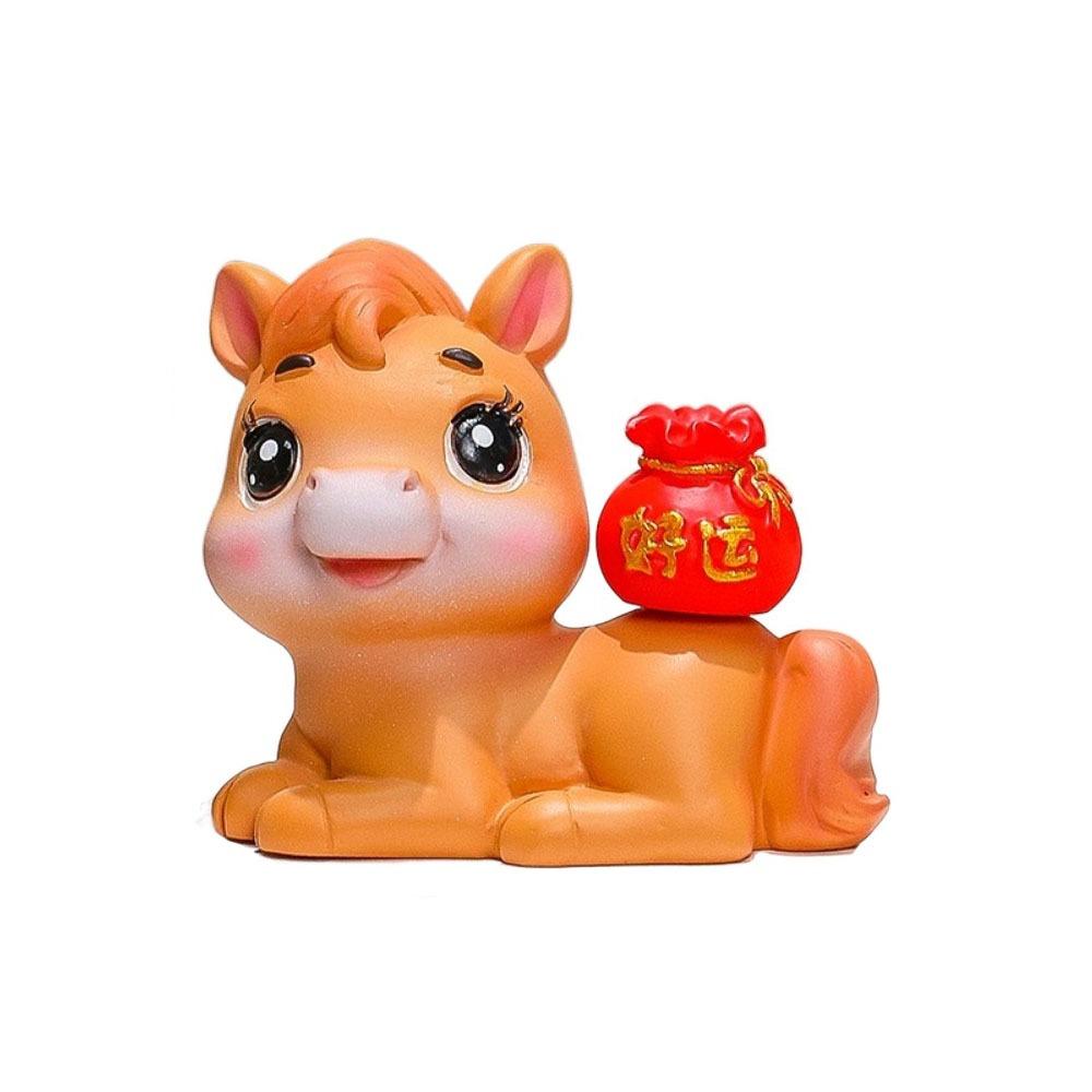 Resin Zodiac Horse Mascot Chinese Style Horse Statue Cute Horse Ornaments  Table