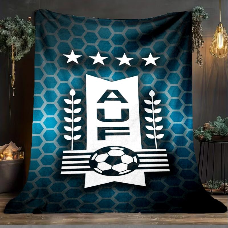 1pz Coperta morbida in flanella stampata con bandiera del football nazionale dell'Uruguay per camera da letto adulta, soggiorno, divano, campeggio, viaggi, regali per tifosi, regali di Natale