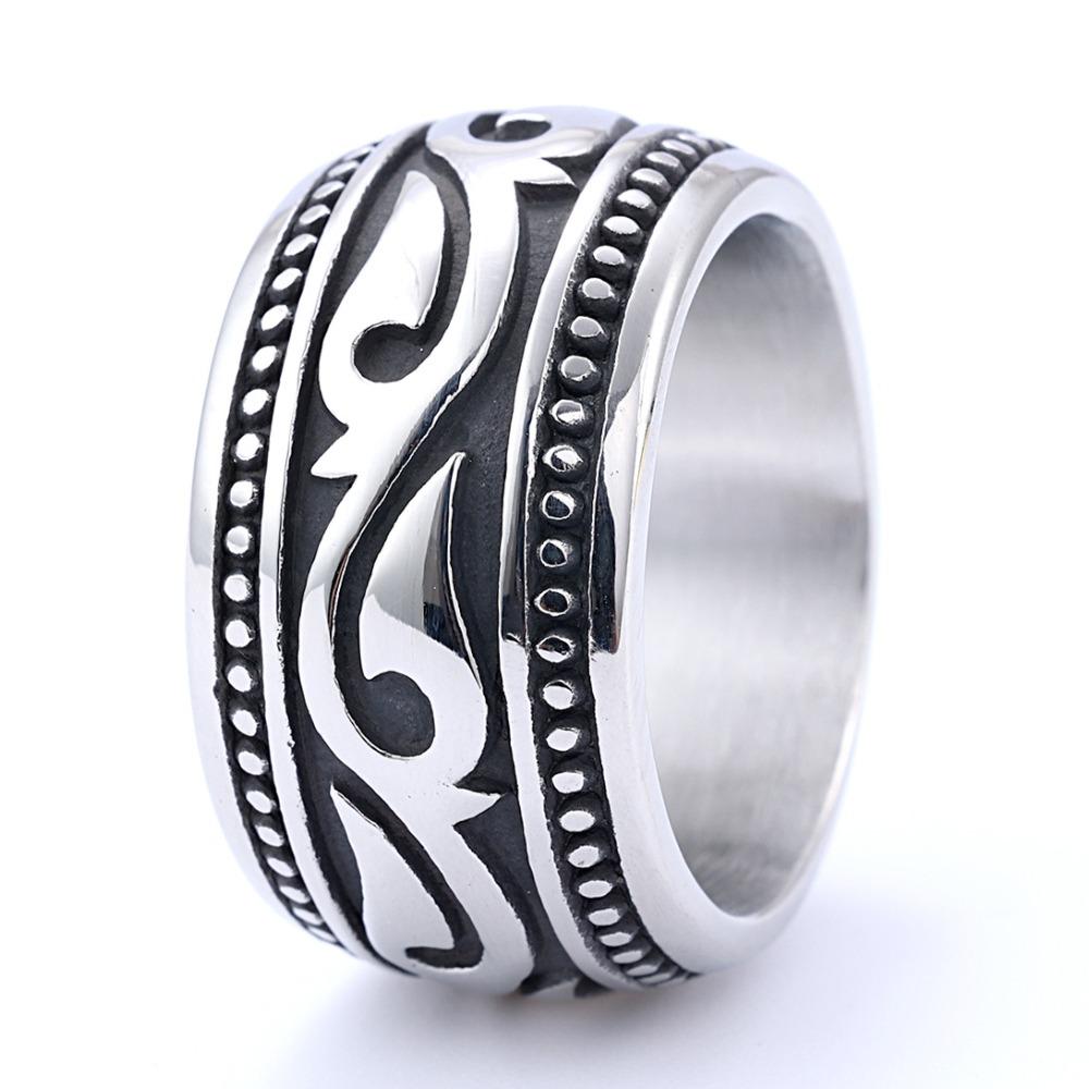 Titanstahlring Gothic Vintage Totem Schmuck für Männer Frauen Mode Geschenk