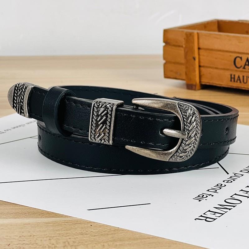 Exquisite SANYICAI Women s PU Leather Belt with Alloy Pin Buckle1.8cm Width Casual Style Low Price Simple Waist Belt for Ladies чёрный