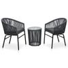 Day and Night - Day and Night Set of 3-piece Garden Table and Chairs and Gray PE Rattan Cushions