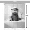 Funny Otter In Bathtub Printed Shower Curtain Black White Wildlife Artwork For Bathroom Decor