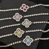Bracelet Loop Four-Leaf Clover Bracelet Women'S Light Luxury Niche Full Of Diamond Snowflake Hand Jewelry Cold Wind High Sense