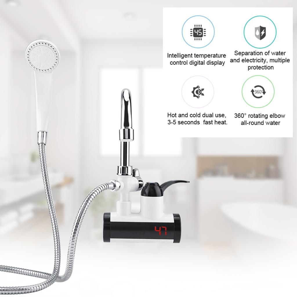 Instant Hot and Cold Water Dispenser Heater Heating Faucet Temperature Display   Shower Head