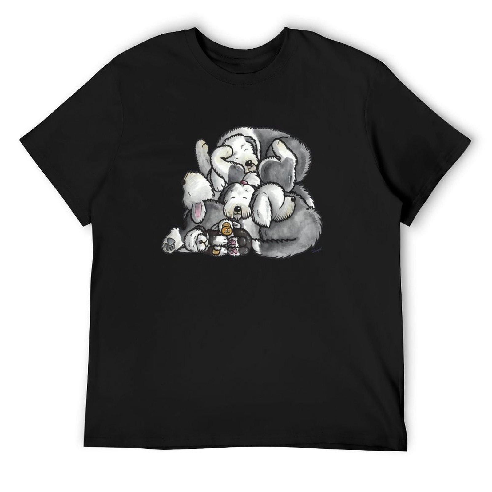 

Old English Sheepdog - sleeping pile cartoon T-Shirt shirts graphic tee vintage sublime summer tops t shirts for men graphic 4XL