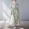 Women's Simple and Fashionable Long Skirt, Short Sleeved Round Neck Printed Dress