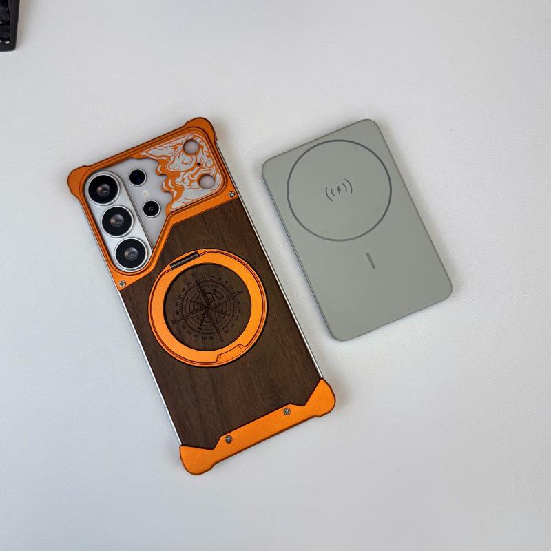 Compatible with Samsung S23 Ultra/S22 Ultra, 360° Rotating Stand Phone Case with Metal Protection.