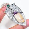 Natural Fluorite, Diopside 925 Sterling Silver Jewelry Pendant 2.99" ZS-485