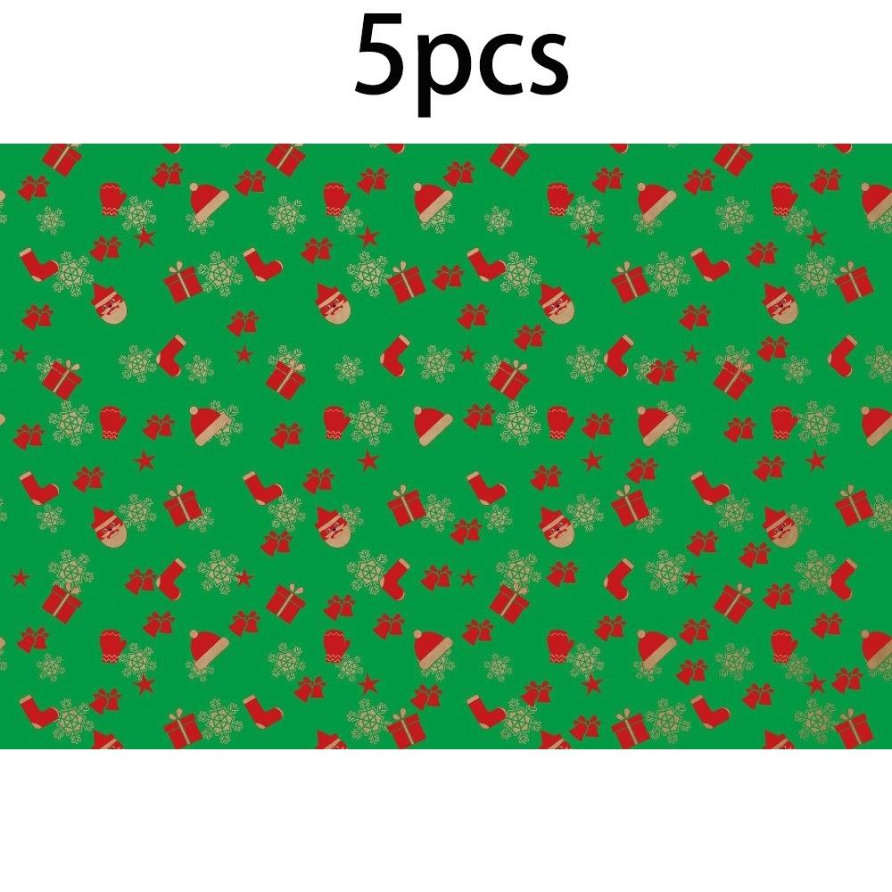 5PCS Festive Printed Christmas Wrapping Paper Gift Wrap Sheet Holiday Craft Supplies
