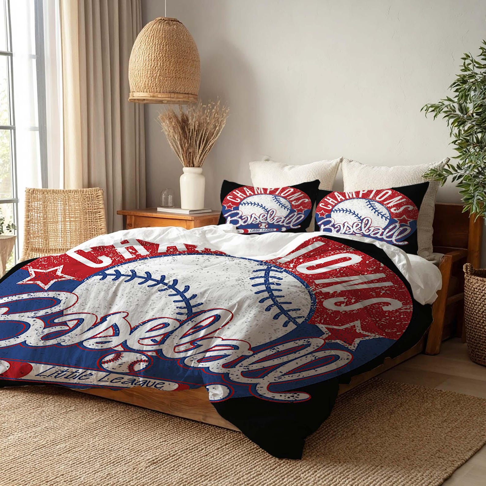 

Personalized Name Baseball Duvet Cover Bedding Three Piece Set Custom Quilt Cover Comfortable Perfect Gift for Birthday Christmas. 135x200cm