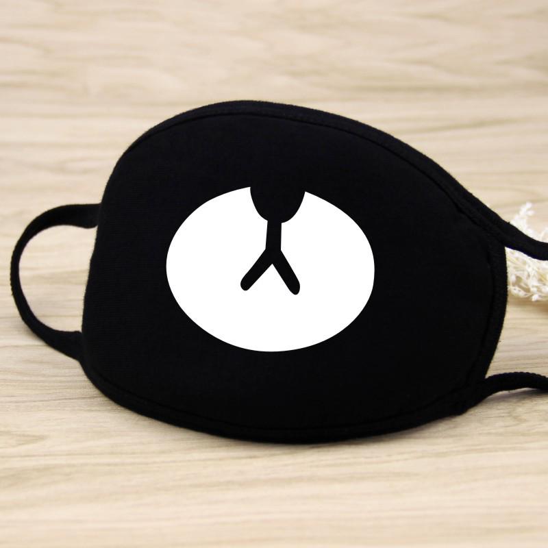 Black Cotton Mask Unisex Winter Warm Thickening Half Face Mouth Mask Cotton Cartoon Pattern Anti-Dust Anti-Respirator Mask