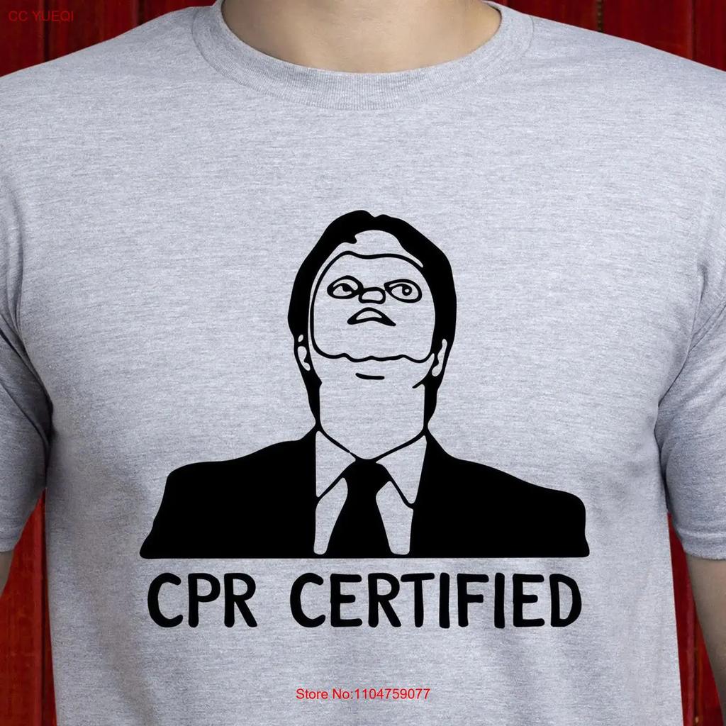 CPR certified t shirt Dwight Schrute First Aid The Office Nurse Doctor Hospital T113 vintage Washed homme Top For Everyday Wear