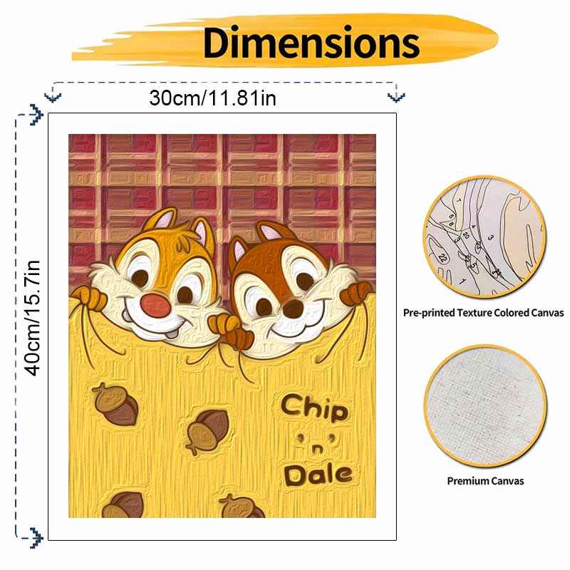 Disney Chip and Dale Oil Painting Painting Art Handmade Diy Painting Home Decoration Gift