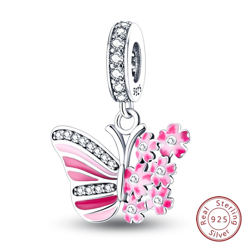 Elegant S925 Silver Butterfly & Dragonfly Multicolor Charms Beads Pendant 3mm DIY Fine Jewelry Making Accessories Gifts