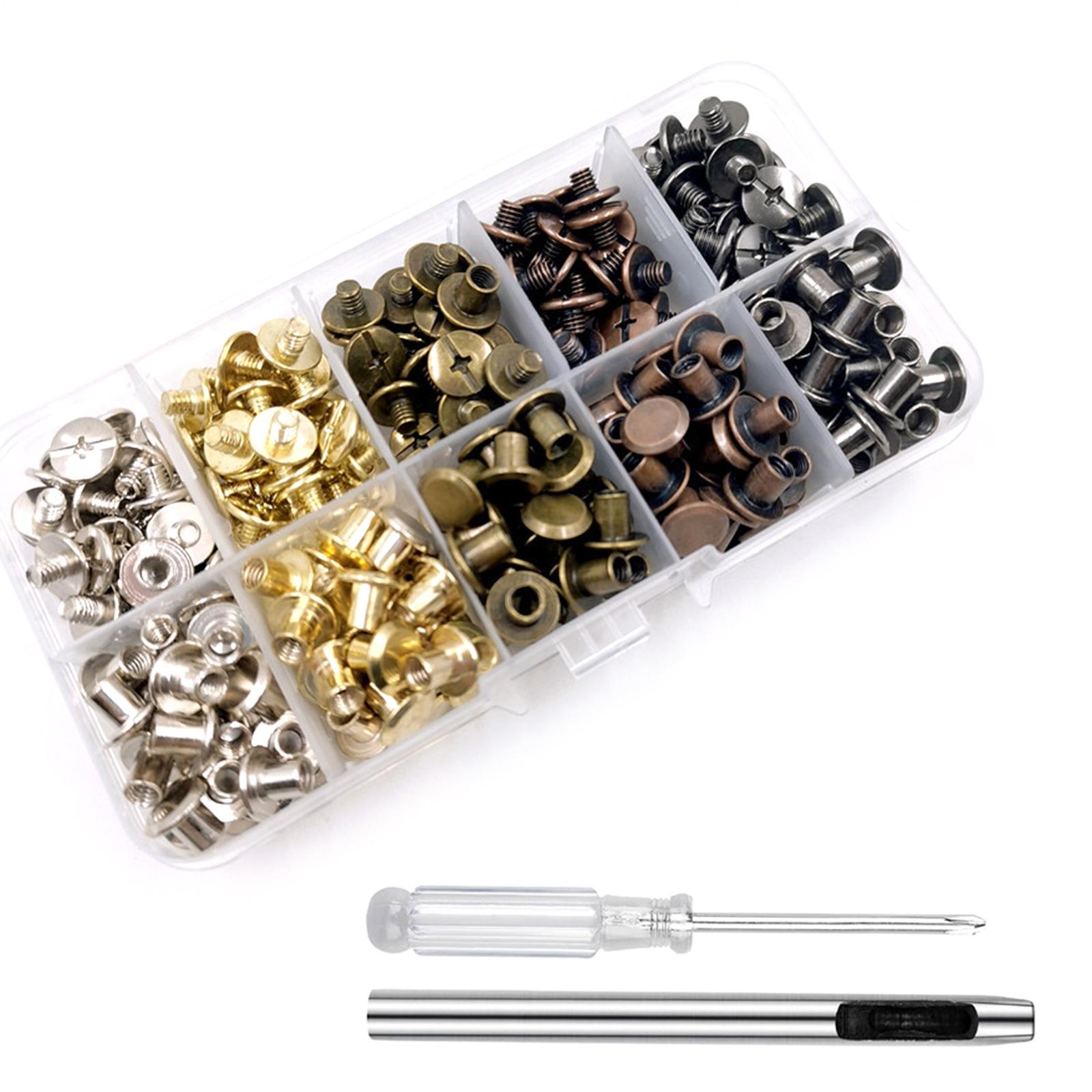 

100 Set of Multipurpose M5x4mm Chicagos Screws Zinc Alloy Bookbinding Rivets for Leather Bags Books and More Matte