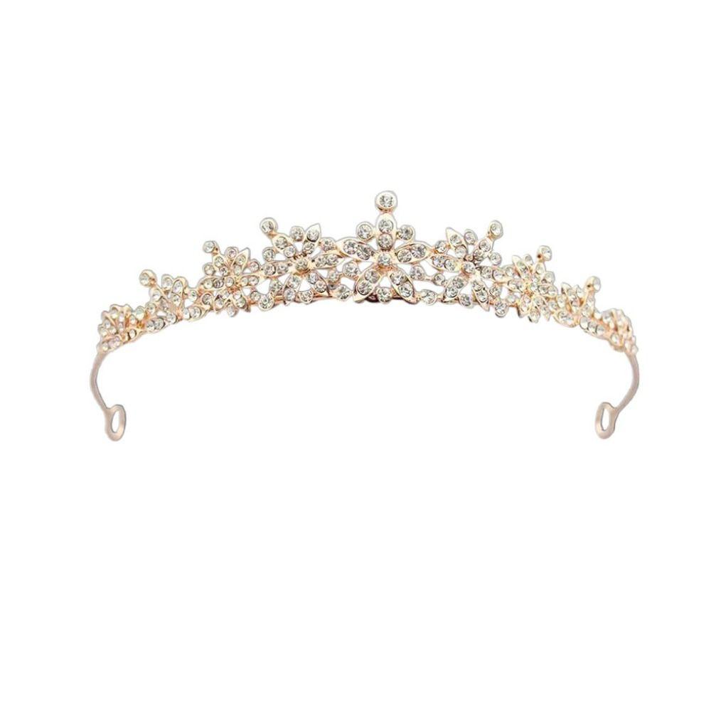 2pcs Ear Clip Flower Crystal Tiara Sparkling Wedding Jewelry Rhinestone Queen Crown  Party