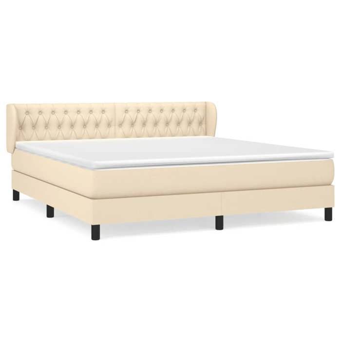 3126506 vidaXL Lit à sommier tapissier avec matelas Crème 180x200 cm Tissu
