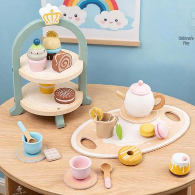 Wooden Children's Dessert Cake Role-Playing Tea Set