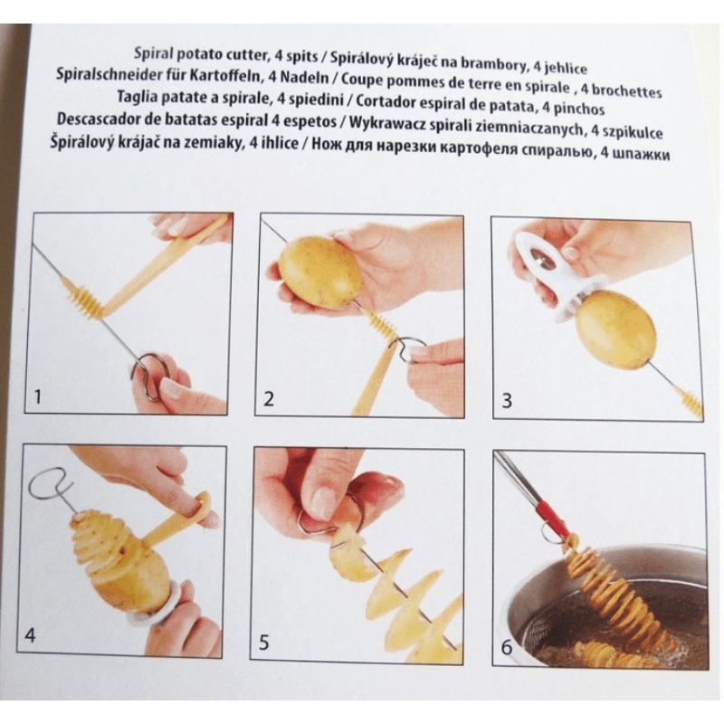 Nový spirálový kráječ brambor Twister Tornado 4 Spits, ruční drtič chipsů
