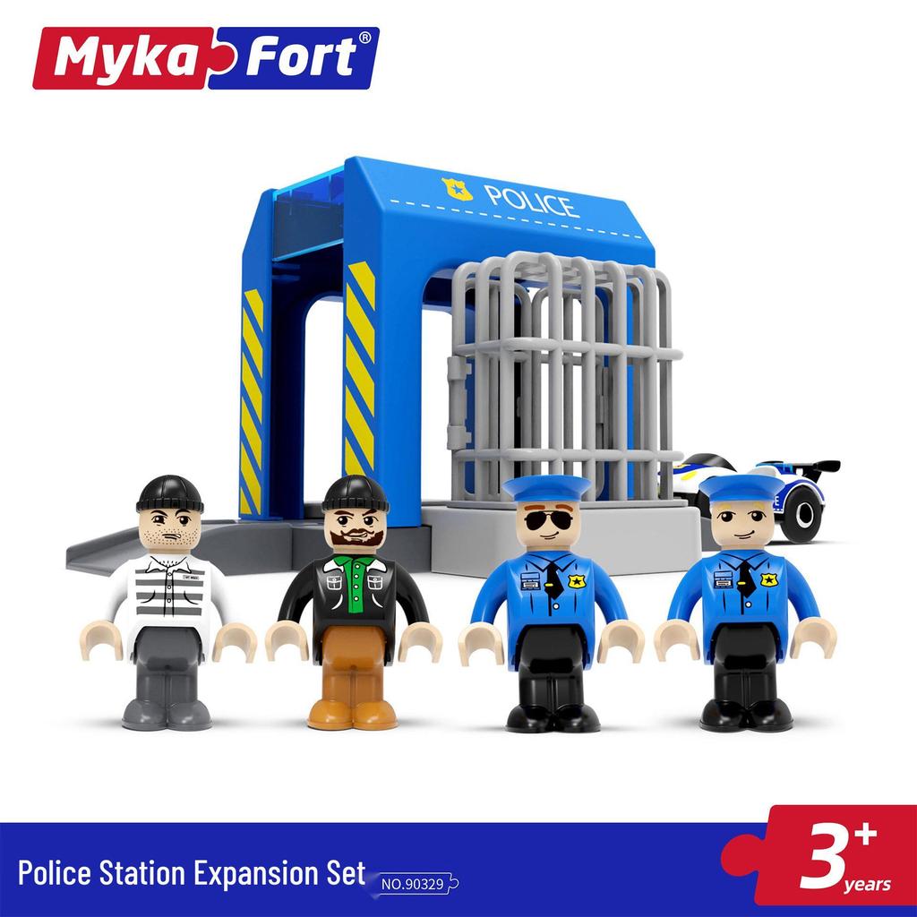 MyCarver Magnetic Police Car Set: Includes Police Officer Figurine, Compatible with Wooden Tracks