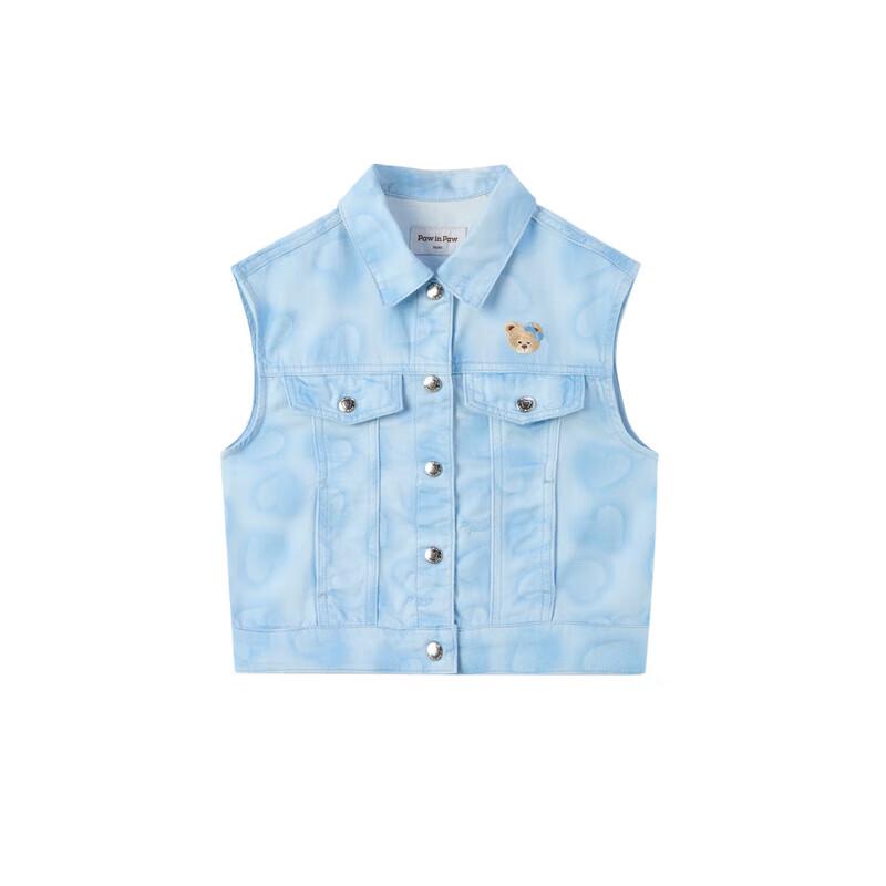 PawinPaw Girls  Cartoon Bear Colorful Denim Vest 130