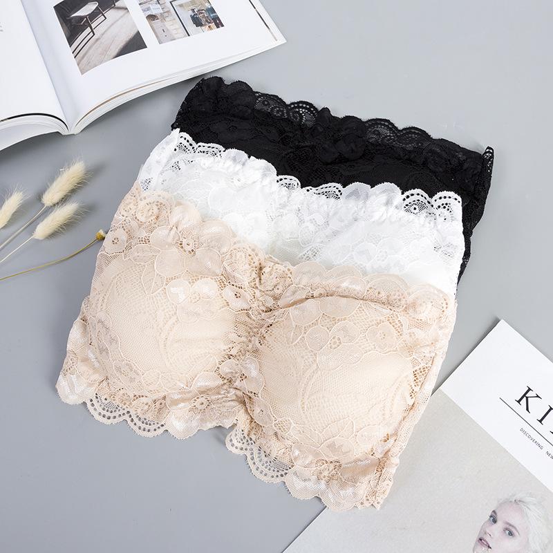 Fairy Lace One-Shoulder Strappy Bustier Bra for Young Ladies - Sexy Back Clasp Design