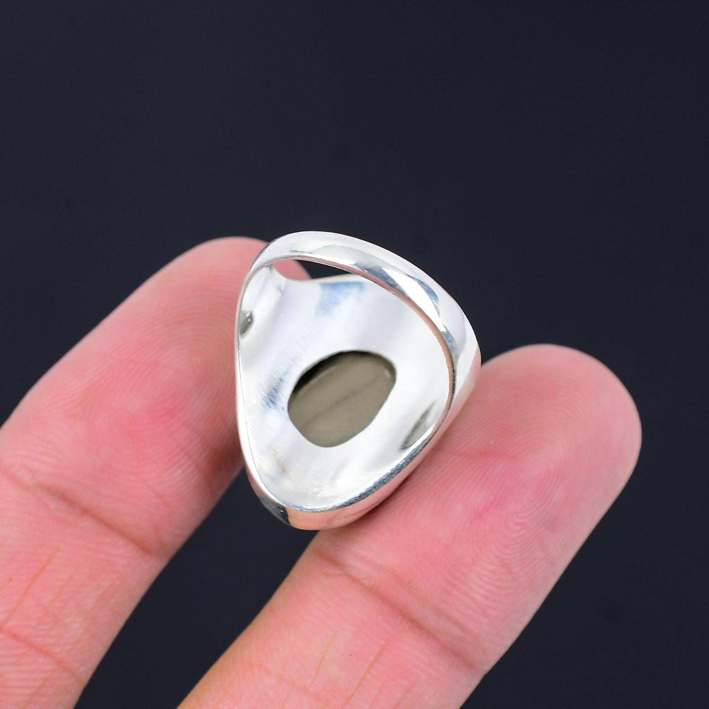 Gift For Her 925 Silver Natural Spider Web Jasper Stackable Ring Size 8.5