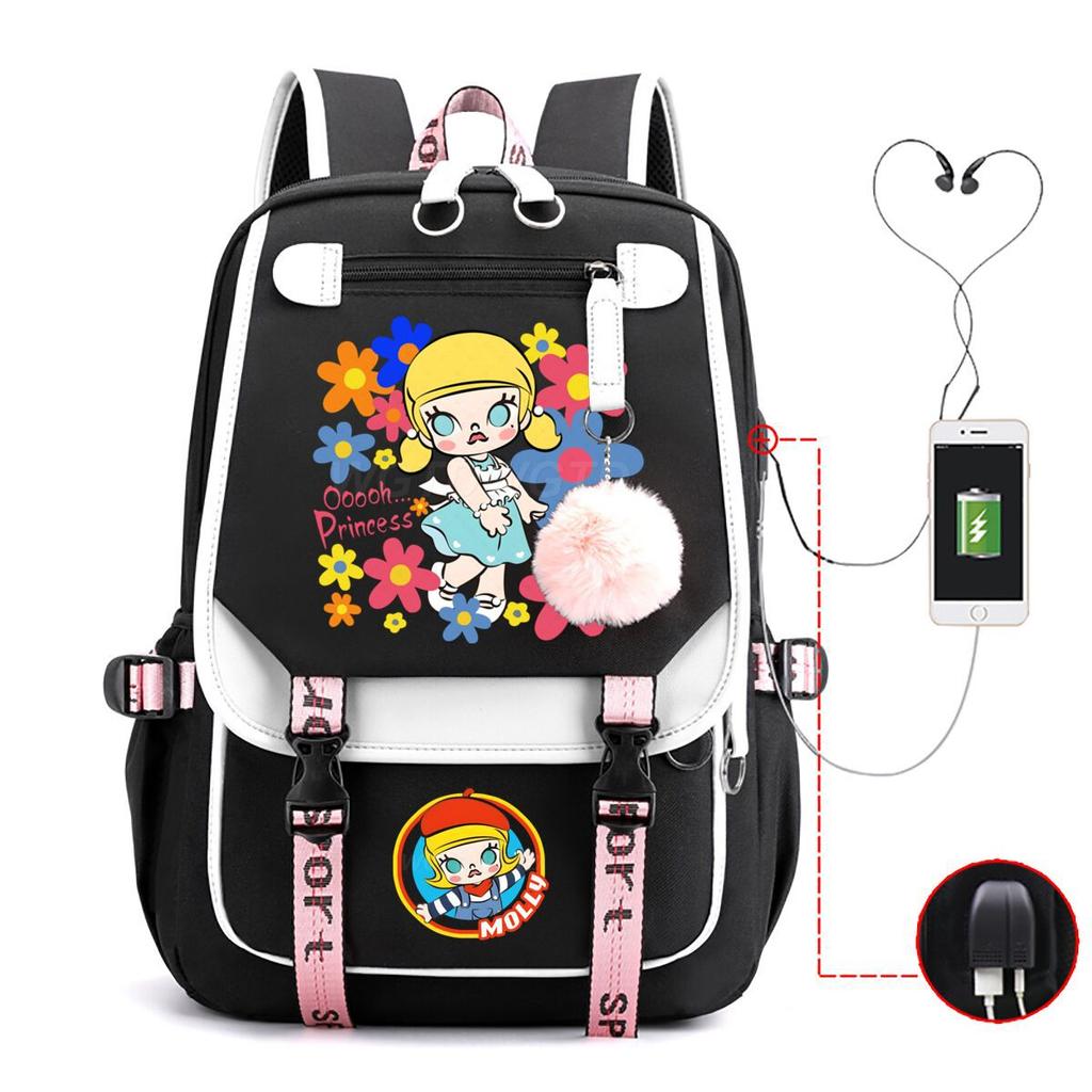 Printed fashion schoolbag college style junior high school high school students large capacity backpack